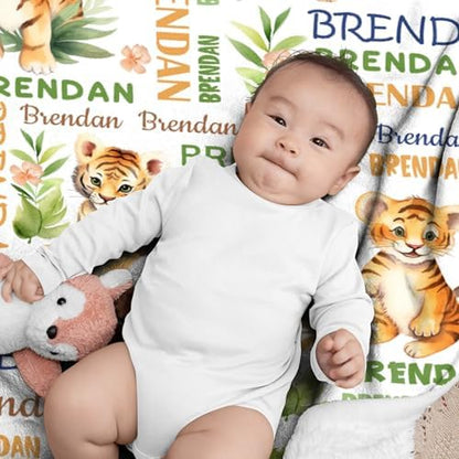 Aniruddha Custom Tiger Name Baby Blanket,Personalized Baby Blanket for