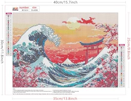Lxmsja Cherry Blossom Diamond Art Kits for Adults, Great Wave DIY Full