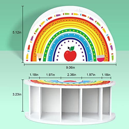 Funrous Wooden Rainbow Pencil Holder Cute Desk Pencil Organizer