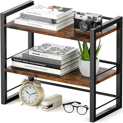 Office Desk Shelf Organizer, Wood Desktop Bookshelf Supplies Storage