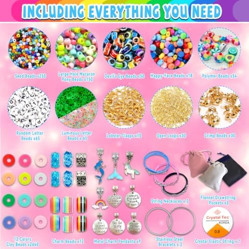 leitait Girls Toys Bracelet Making Kit -3400pcs Charm Jewelry Making