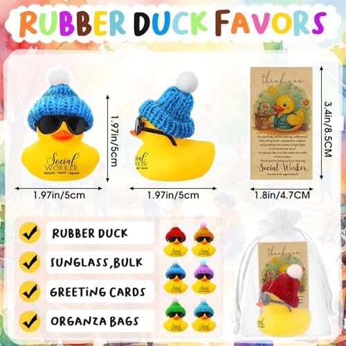 Liliful 24 Sets Adult Social Worker Gifts Rubber Ducks Party Favors
