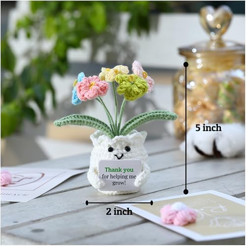 Teacher Gifts for Women, Helping Me Grow Crochet Flower Pot