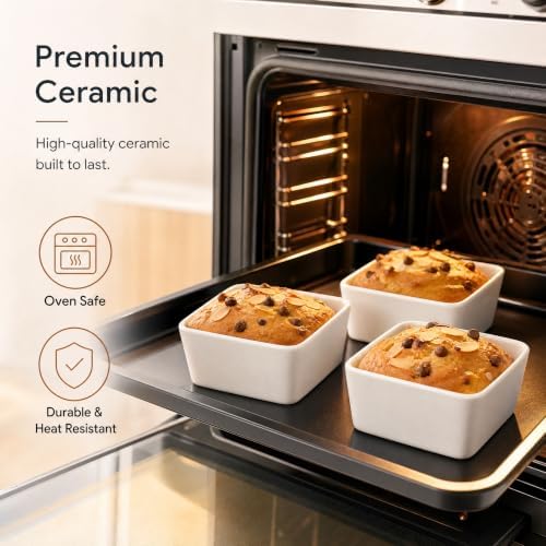 Eorbow 10 OZ Square Bowl Chip & Dip Serving Set, 3 Pieces Ceramic
