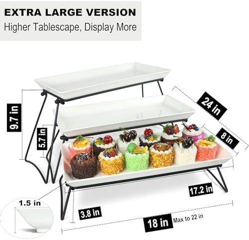 Czlizdyt Extra Large 3 Tier Serving Tray Set, 24x22x9.7 inch Cupcake