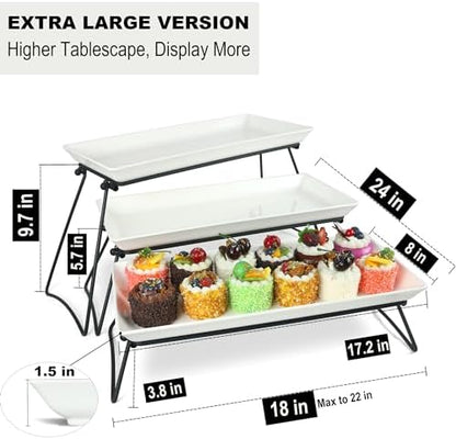 Czlizdyt Extra Large 3 Tier Serving Tray Set, 24x22x9.7 inch Cupcake