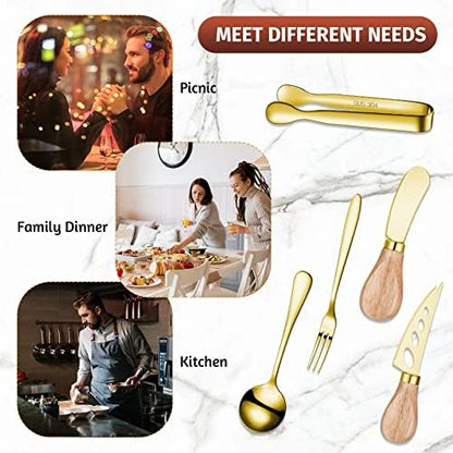 18 Pieces Charcuterie Board Accessories Spreader Knife Set, Gold