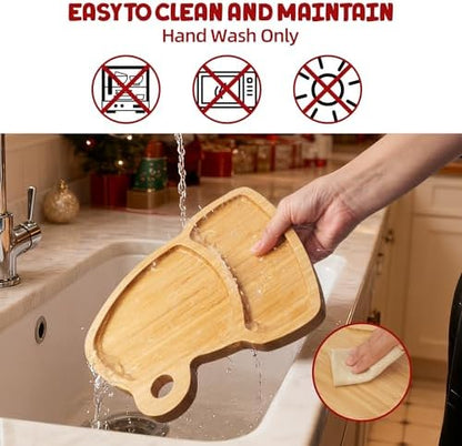 TJ POP Christmas Hat Bamboo Serving Platter - Santa Hat-Shaped Holiday