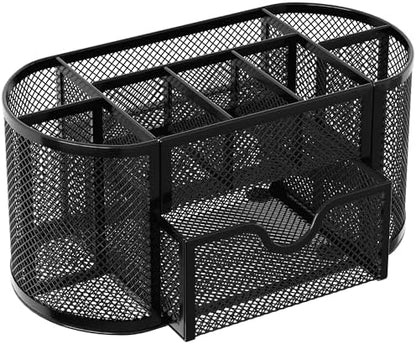 EasyPAG Mesh Pen Holder Desk Organizer with Drawer Stationery Supplies