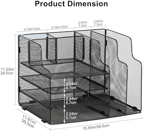 4-Tier Desk Organizer and Accessories with 2 File Holder Storage