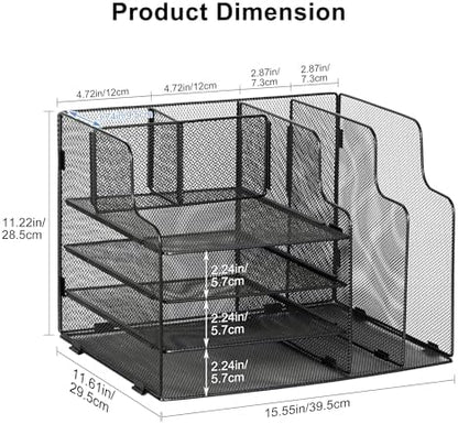 4-Tier Desk Organizer and Accessories with 2 File Holder Storage