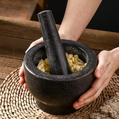Mortar and Pestle Mortar and Pestle Set - Black Granite Polished