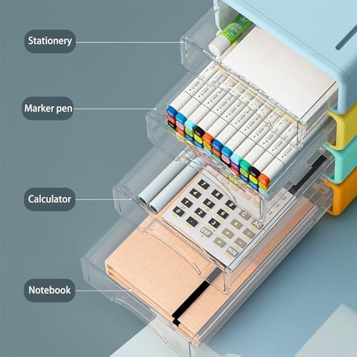 Desk Organizer with Drawers, Stackable Storage Drawers with