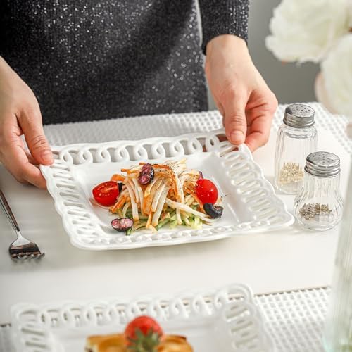 Ceramic Square Dinner Plates, 11 inch Square Serving Plate Set of 4
