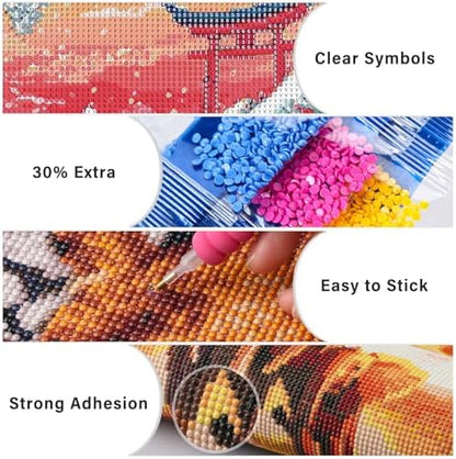 Lxmsja Cherry Blossom Diamond Art Kits for Adults, Great Wave DIY Full