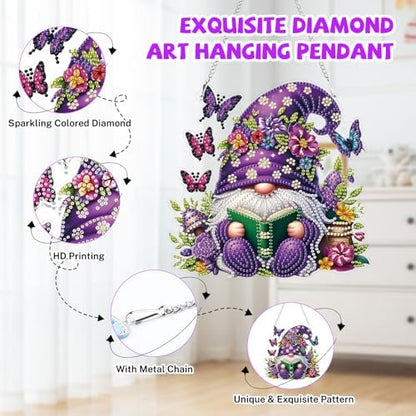 Bowetile Gnome Diamond Art Hanging Kits for Adults, 5D Special Shape