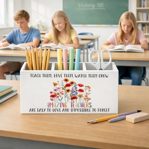 Teacher Appreciation Gifts Pen Holder Organizer Desk Decor, End of