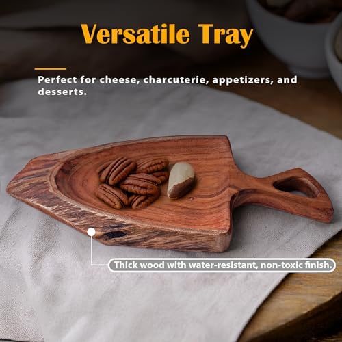 GoCraft Acacia Wood Live Edge Serving Platter with Handle