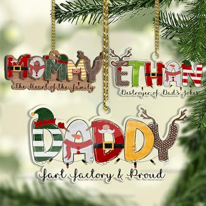 Personalized Family Christmas Name Ornament – Custom Wooden or Acrylic