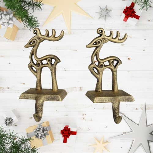 Christmas Stocking Holder, Reindeer Mantel Hanger Hook