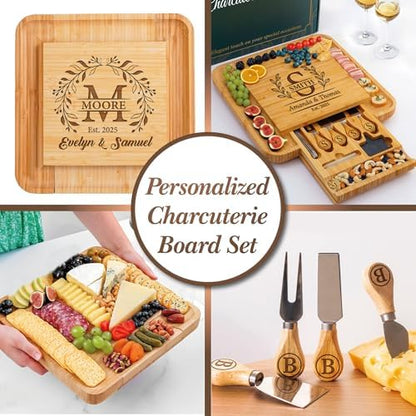 Personalized Charcuterie Board for Couple, Custom Engraved Large