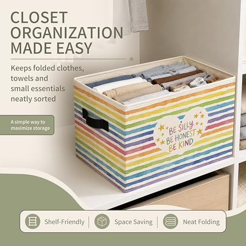 Rainbow Play Room Storage Bins with Handles, Playroom Decor