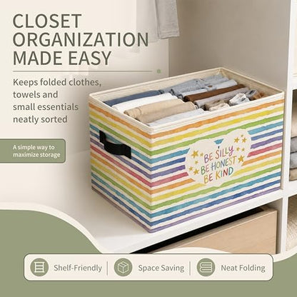 Rainbow Play Room Storage Bins with Handles, Playroom Decor