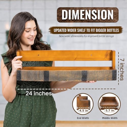 Liquor Bottle Display Shelf – Wall Bar Shelf for Whiskey, Wine &