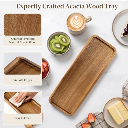 Small Wooden Tray | Acacia Wood Serving Tray Platter Mini Vanity Tray