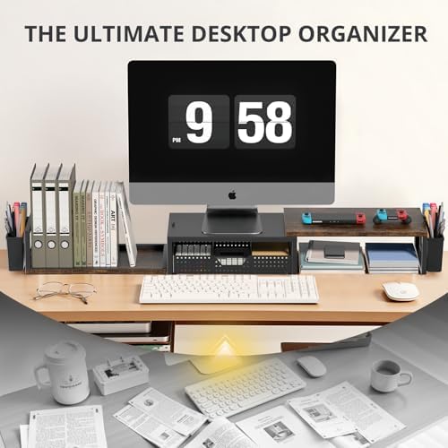 OPNICE Desk Organizers and Accessories, Dual Monitor Stand Riser with