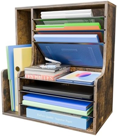 Simple Trending 7- Tier Desk File Organizer, Paper Organizer, Rustic