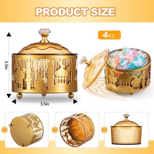 4 Pcs Ramadan Serving Trays with Lid Eid Mubarak Decor, Classic