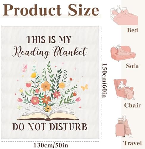Book Lovers Gifts Reading Blanket for Women Men 50" x 60" for