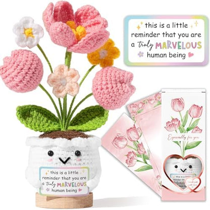 Emotional Support Crochet Positive Tulip Flower Appreciation Gift for