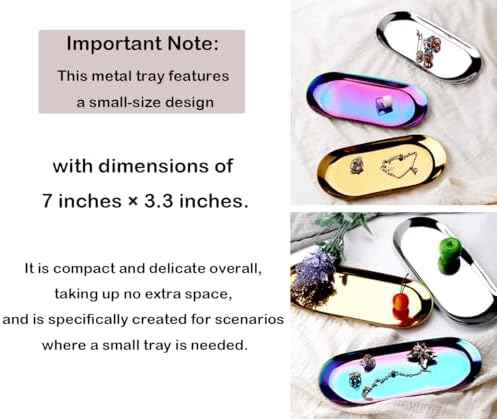 Stainless Steel Decorative Tray, Set of 2, 7 Inch Long, Jewelry Dish