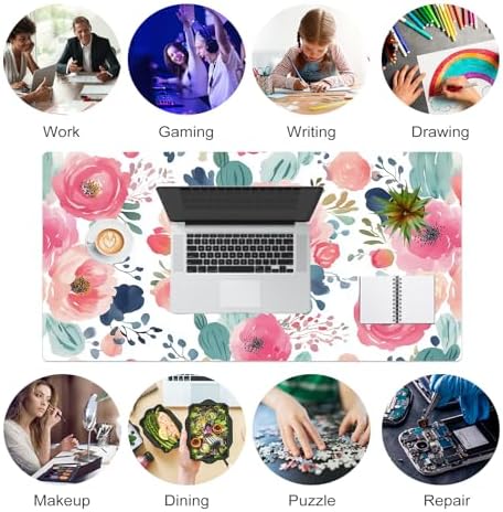 Faux Leather Large Mouse Pad, Office Desk Mat, 31.5"x15.7", Pink