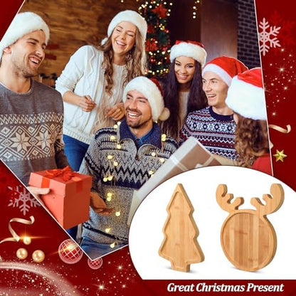 Sintuff 2 Pcs Christmas Charcuterie Board Xams Tree and Elk Shaped
