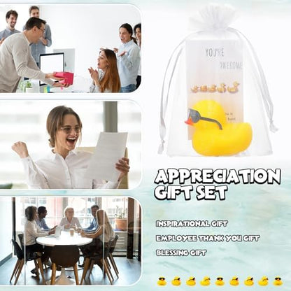 Jenaai 60 Sets Rubber Ducks Thank You Gifts Bulk with Card Bags,Cute