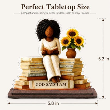 African American Christian Gifts for Women, God Says I Am Desk Plaque
