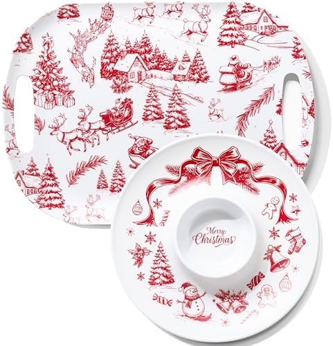 ONEderful 2-Piece Christmas Serving Tray Set with 18 Inch Large Tray