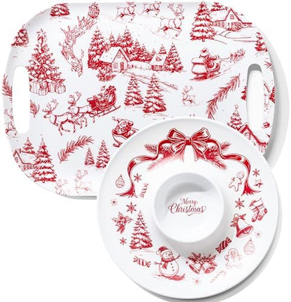 ONEderful 2-Piece Christmas Serving Tray Set with 18 Inch Large Tray