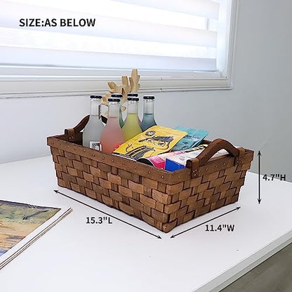 Kingwillow Rectangular Empty Wicker Gift Basket Wicker Tray