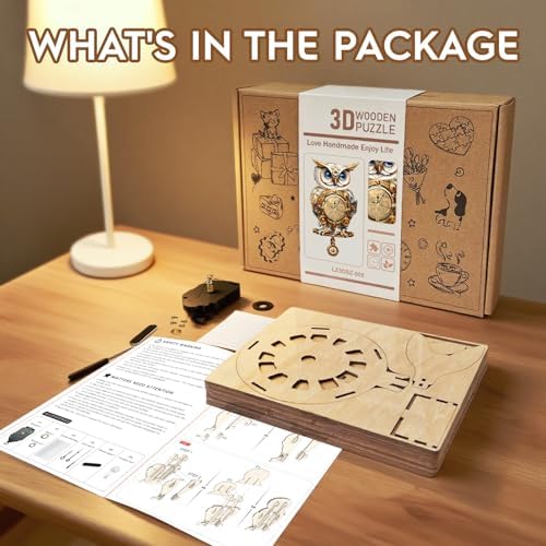 3D Wooden Puzzles for Adults-Owl Clock Puzzle-Adult Crafts