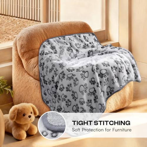 Luciphia Fluffy Paw Print Dog Blanket Large/Medium/Small, Soft Fleece