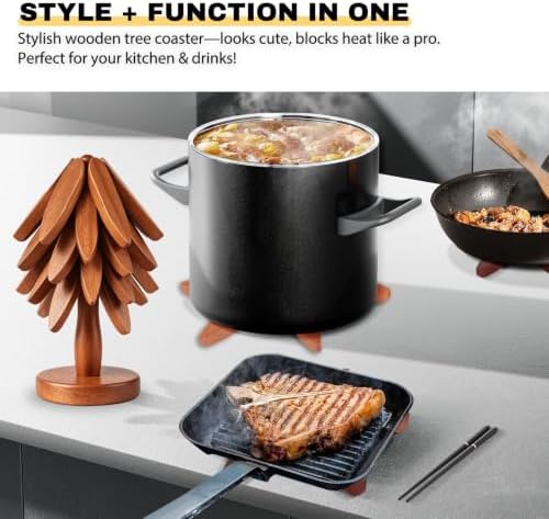 Wood Foldable Tree Trivets for Hot Dishes/Pot/Bowl/Teapot/Hot Pot
