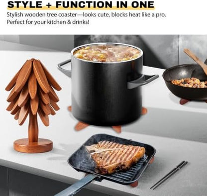Wood Foldable Tree Trivets for Hot Dishes/Pot/Bowl/Teapot/Hot Pot