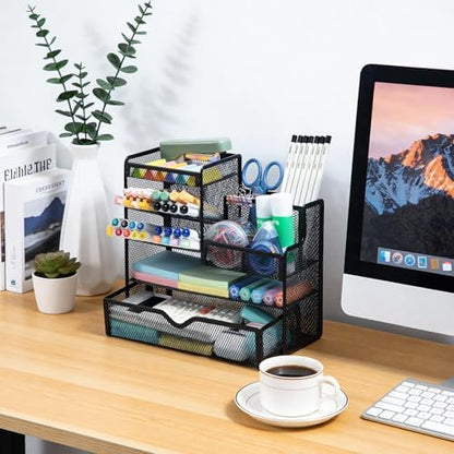 M&G Mesh Pen Holder for Desk, Multi-Functional Pencil Holder with