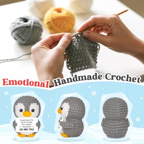 Positive Emotional Support Crochet Penguin Gift - Get Well Gifts for