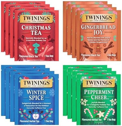 Twinings Christmas Holiday Variety Tea Bag Pack (40 Count) 4 Flavours