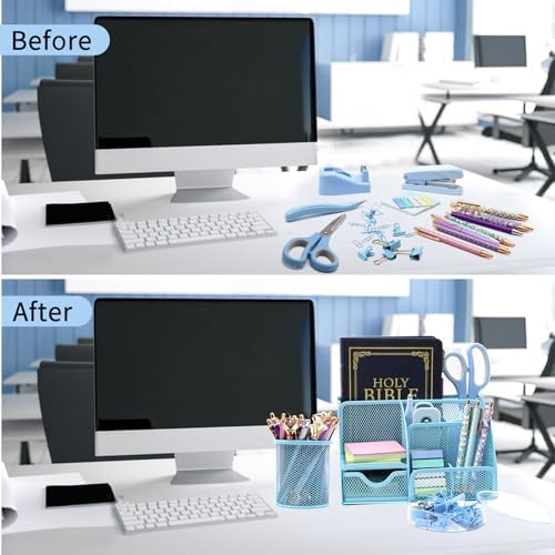 12 in 1 Blue Desk Organizers & Office Supplies Set for Office Home